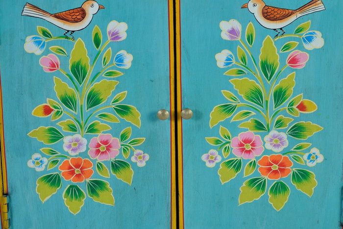 GINER Y COLOMER Mueble de madera de mango color turquesa